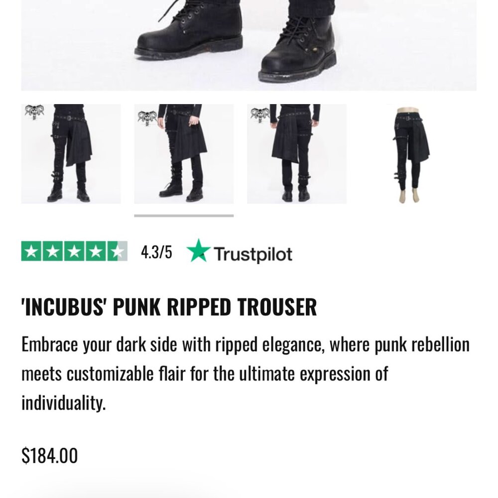 Devil Fashion "Incubus" Punk Ripped Trouser - Picture 2 of 11